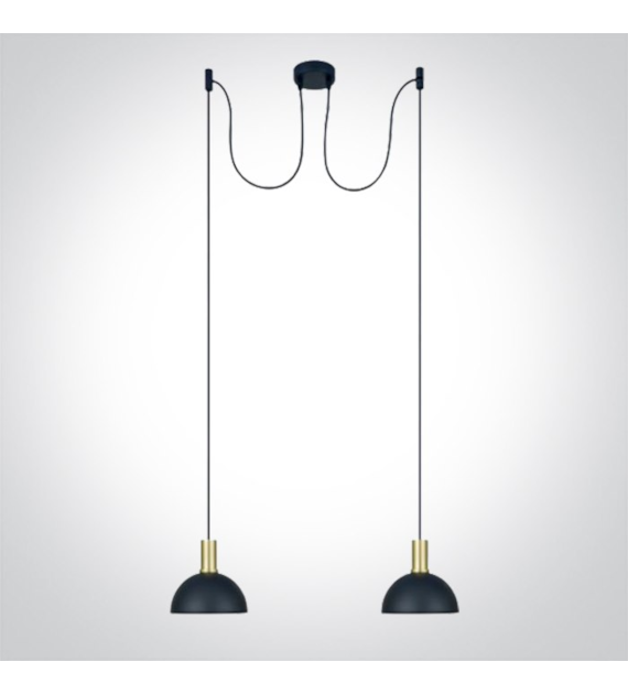 63140B/BBS czarno-mosiężna lampa wisząca 2xE27 10W